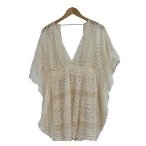 Xhilaration Cover-up Swim Mini Embroider Tunic Top Sheer Large 1644 EUC Caftan